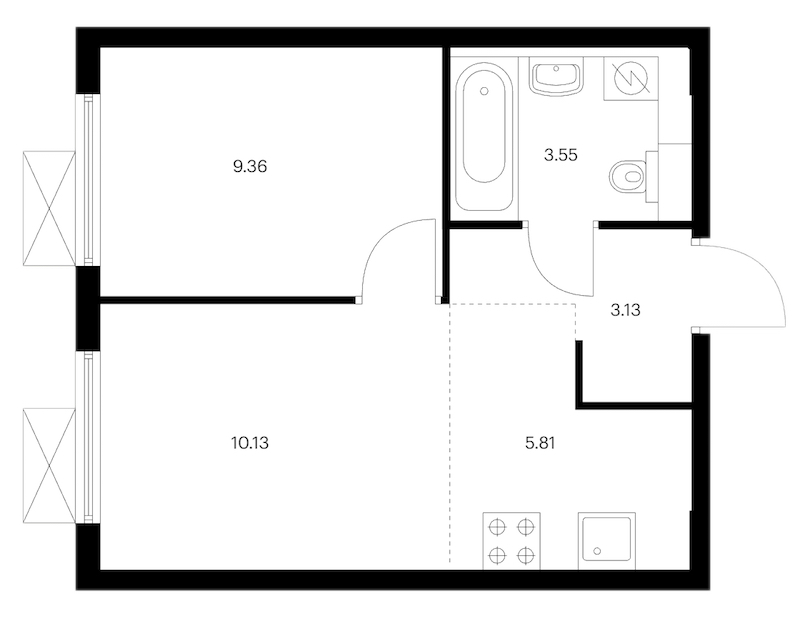 2-комнатная квартира 31.98 м², 15/24 эт., ЖК «Заречный парк»